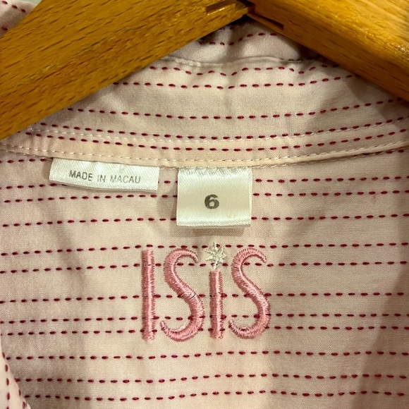 ISIS Women’s 6 Button Down Sleeveless Blouse Pink Stitched Textured Tank Top EUC - Picture 4 of 6